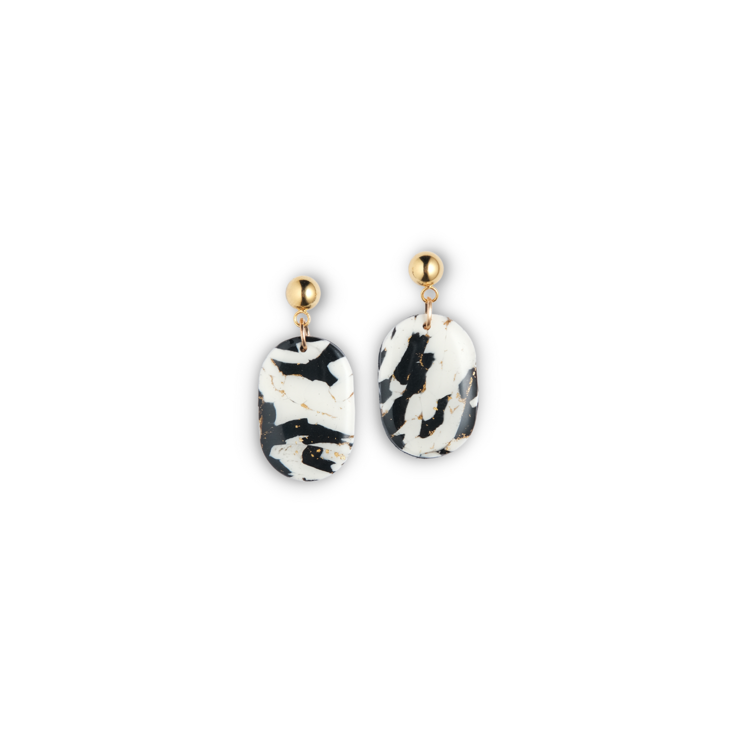 Black and White Round Earrings - Thaiane Handmade Jewelry