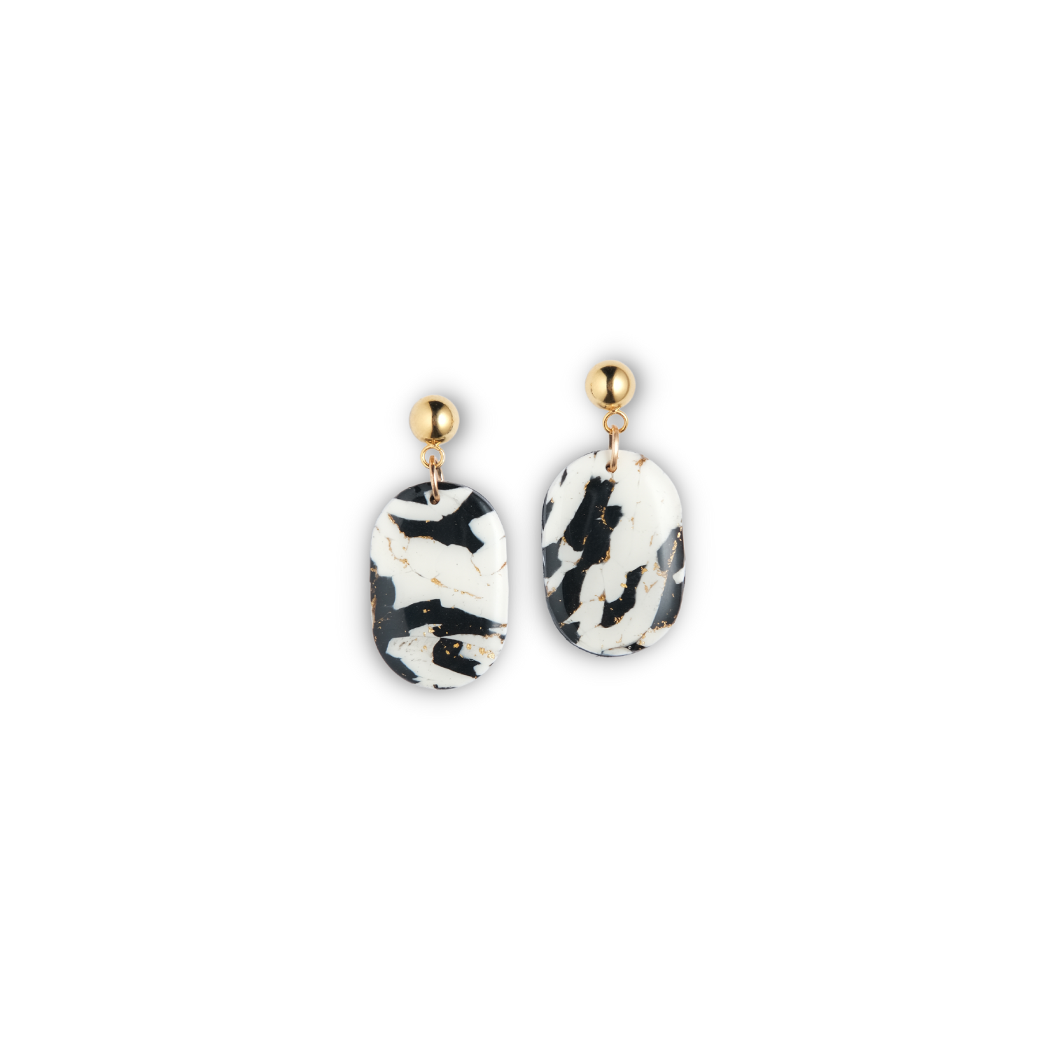 Black and White Round Earrings - Thaiane Handmade Jewelry 